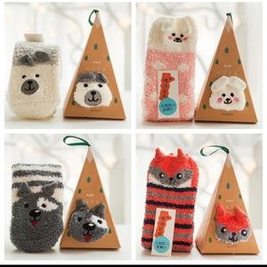 Fuzzy animal ornament socks-stocking stuffer